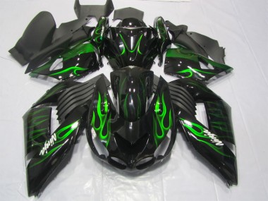 Noir Vert Flamme Ninja Carénage ZX14R ZZR 1400 06-11